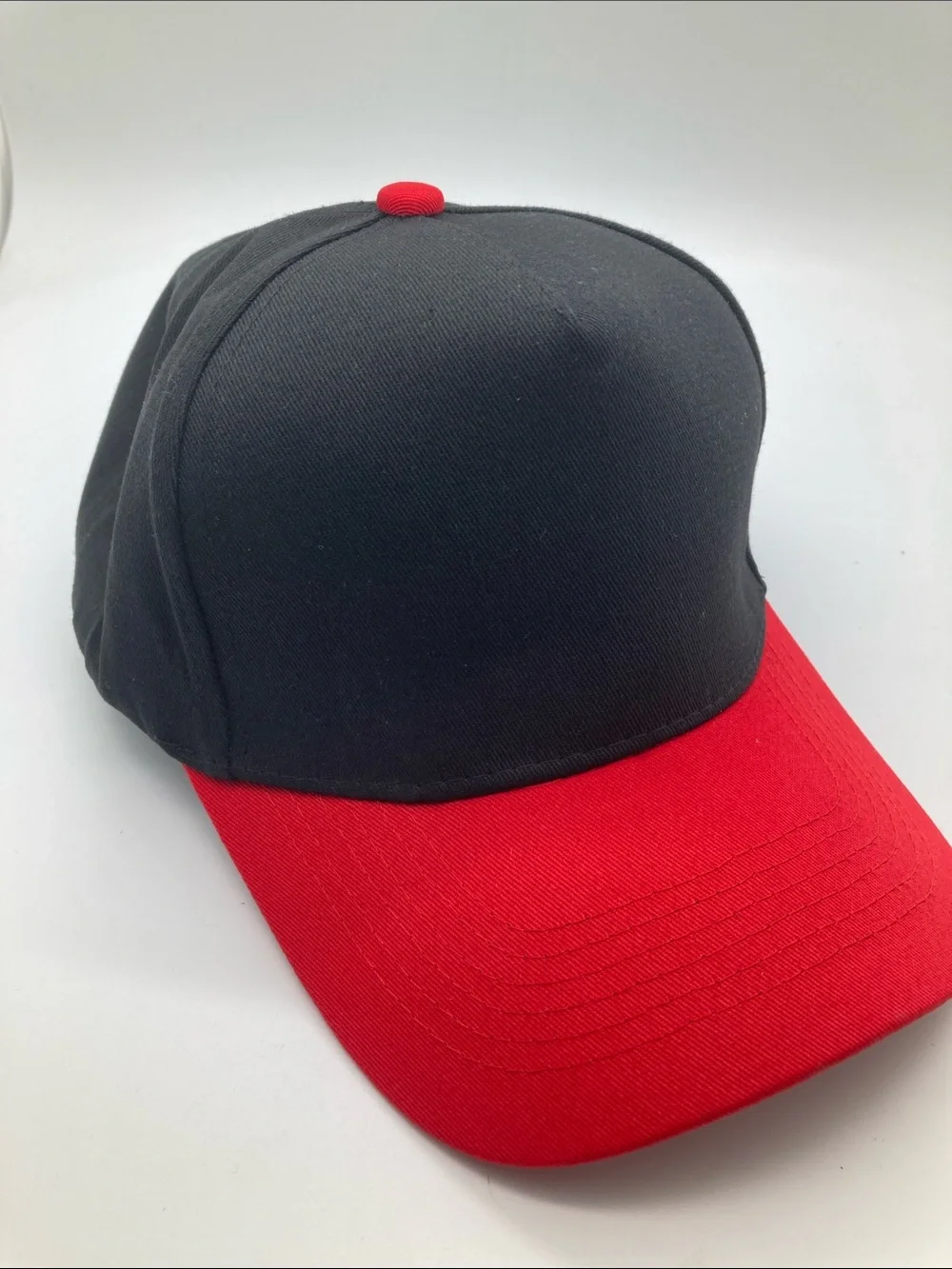 Two-Tone Black and Red Baseball Cap